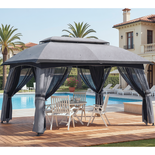 Sunvega Outdoor Gazebo Canopy Shelter with Vented Roof and Protective Netting