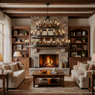 Sunvega 36-Light Farmhouse Wagon Wheel Chandelier with Adjustable Height for High Ceiling