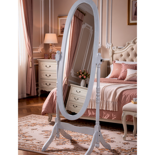 Sunvega Silver Cheval Mirror with Wood Frame for Traditional Decor Tilts
