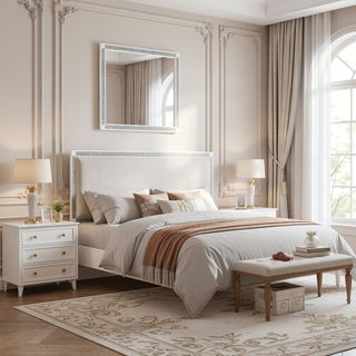 Sunvega White Nightstand with Integrated Speaker Cooler Insert and Glitter Detailing