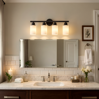 Sunvega Matte Black Wall Sconce with White Glass Shades for Bedroom Living Room