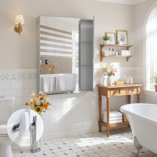 Sunvega Wall Mounted Medicine Cabinet with Mirror and Adjustable Storage Shelves