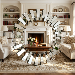 Sunvega Sunburst-Shaped PU Art Decorative Wall Mirror for Bathroom Bedroom