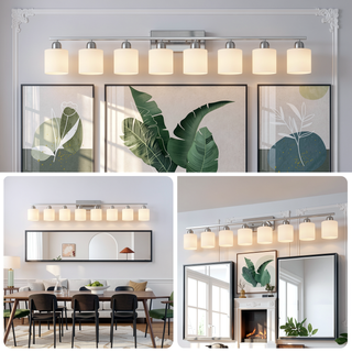 Sunvega Gold Vanity Light Fixture with Milky White Glass Shade for Mirror Bathroom