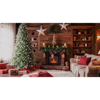 Sunvega Snow-Dusted Christmas Tree with Red Berries Pine Cones for Natural Holiday Decoration