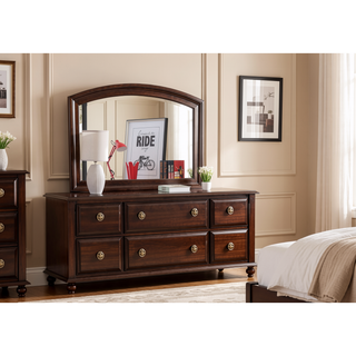 Sunvega Cappuccino Wood Veneer Night Stand with Silver Hardware for Bedroom