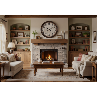 Sunvega 20 Inch Round Antique Brown Wall Clock with Non-Ticking Mechanism