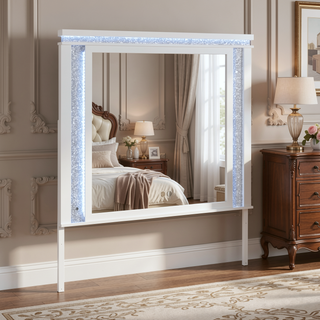 Sunvega White Nightstand with Cooler Bluetooth Speaker and LED Lighting