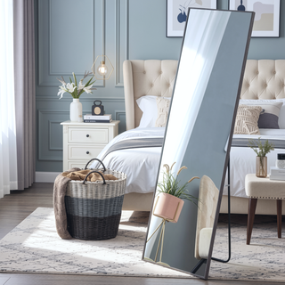 Sunvega Full Length Mirror with Solid Wood Frame Shatterproof Glass for Bedroom