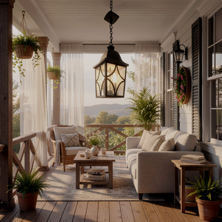 Sunvega Outdoor Pendant Light Fixture with Clear Glass Shade and Adjustable Anti-Rust Metal Chain