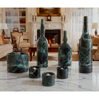 Sunvega Diamond Green Natural Marble Luxury Living Room Accessories 7 Pcs Set