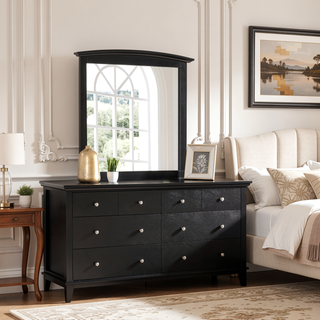 Sunvega Sleek Black Casual-Style Wall Mirror with Minimalist Design for Easy Hanging