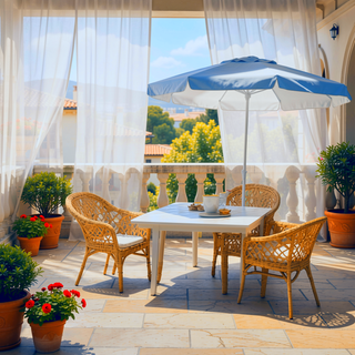 Sunvega Reversible Outdoor Rug with Protective Coating and Strap Stakes for Patio