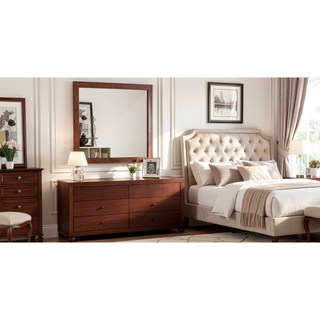Sunvega Dark Brown Tufted Polyurethane Upholstered King Size Bed Frame