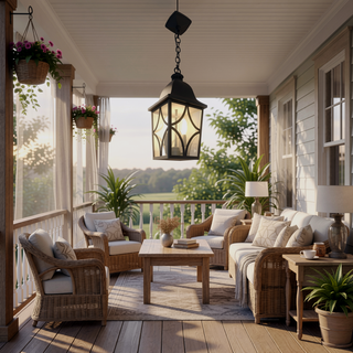 Sunvega Outdoor Pendant Light Fixture with Clear Glass Shade and Adjustable Anti-Rust Metal Chain
