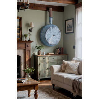 Sunvega Antique White Oversized Oval Wall Clock for Kitchen Living Room