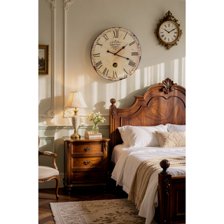 Sunvega Antique White Oversized Oval Wall Clock for Kitchen Living Room