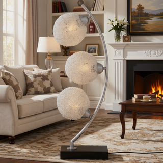 Sunvega Black Woven Spherical LED Table Lamp with Touch Switch for Living Room