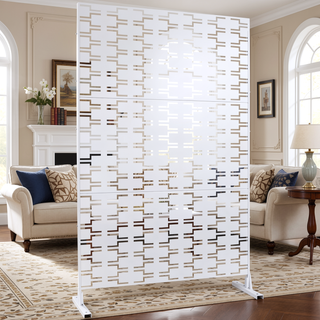 Sunvega Freestanding Metal Privacy Screen 76H x 48W for Outdoor & Indoor Use