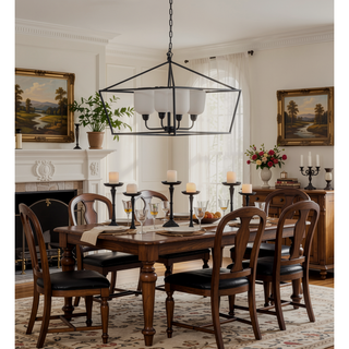 Sunvega Sleek Industrial Style Iron and Glass Chandelier for Kitchen Dining Room