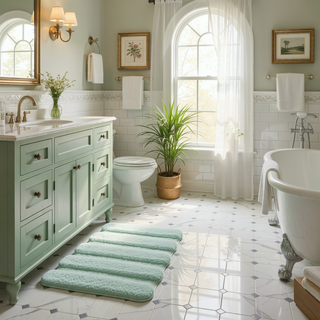 Sunvega Soft Fade Resistant Non Skid Bath Rug with High Low Stripe Design