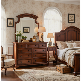 Sunvega Cappuccino Night Stand with Carved Trim and Nickle Hardware