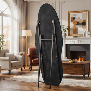 Sunvega Full Length Mirror with Flannel Wrapped Wooden Frame and Shatterproof Glass