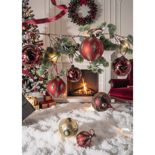 Sunvega Glass Glitter Painted Christmas Ball Ornaments Set of 12 for Holiday Decor