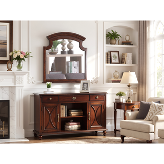 Sunvega Cappuccino Night Stand with Carved Trim and Nickle Hardware