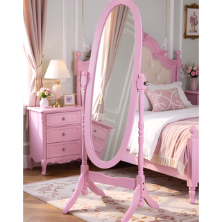 Sunvega Silver Cheval Mirror with Wood Frame for Traditional Decor Tilts