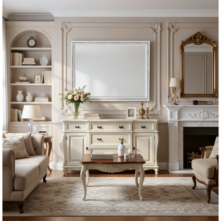 Sunvega White Finish Transitional Glam Nightstand with Spacious 2-Drawer Storage
