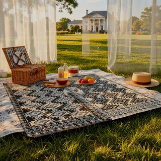 Sunvega Reversible Outdoor Rug with Protective Coating and Strap Stakes for Patio
