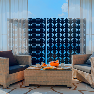 Sunvega Freestanding Metal Privacy Screen 76" H x 48" W for Deck Balcony Patio