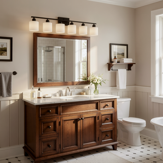 Sunvega Gold Vanity Light Fixture with Milky White Glass Shade for Mirror Bathroom