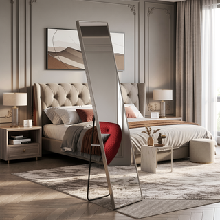 Sunvega Full Length Mirror with Solid Wood Frame Shatterproof Glass for Bedroom