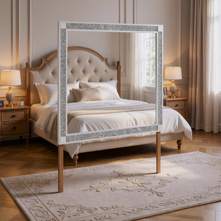 Sunvega White Nightstand with Integrated Speaker Cooler Insert and Glitter Detailing
