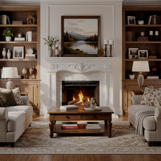 Sunvega Fir Wood Wall Mounted Fireplace Mantel Shelf with Flat Surface for Home Decor