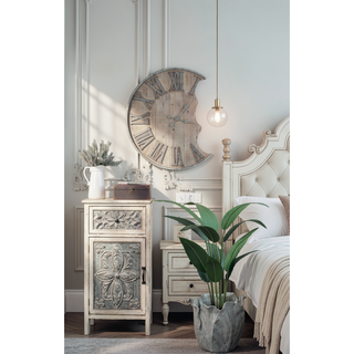 Sunvega Antique White Oversized Oval Wall Clock for Kitchen Living Room