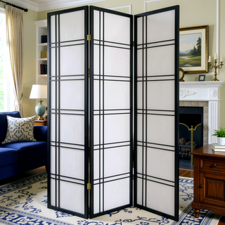 Sunvega Black Finish Girard 70 Inch Tall 3-Panel Screen Room Divider