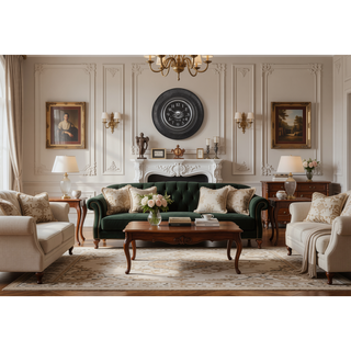Sunvega 20 Inch Round Charcoal Grey Transitional Wall Clock with Quartz Movement