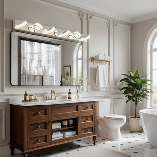 Sunvega Dimmable 5-Light LED Vanity Fixture with 360° Rotatable Design for Bathroom