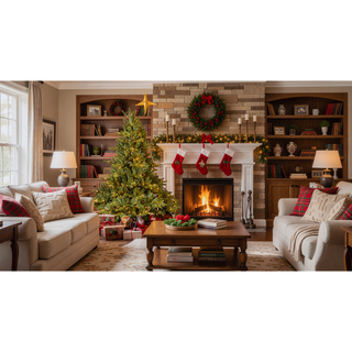 Sunvega 7FT Full-Shape Pre-Lit Christmas Tree with 750 UL Lights and Hinged Structure