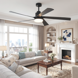 Sunvega 60 inch Modern Wood Ceiling Fan with Light and Remote Control, 6-Speed Noiseless Reversible DC Motor