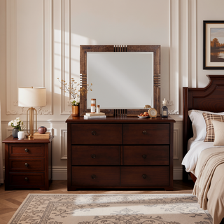 Sunvega Andria Reclaimed Oak Dresser with Six Spacious Drawers and Metal Hardware