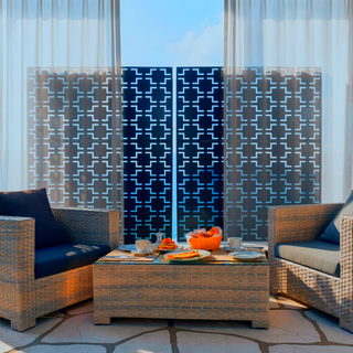 Sunvega Freestanding Metal Privacy Screen 76" H x 48" W for Deck Balcony Patio