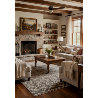 Sunvega Geometric Textured High-Low Cut and Loop Rectangle Throw Rug