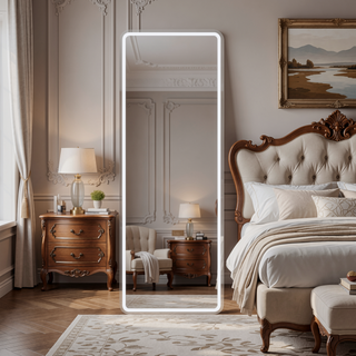 Sunvega 65x21 Inch Wall-Mounted Rimless LED Vanity Mirror with Dimmable Lights