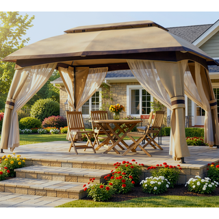Sunvega Outdoor Gazebo Canopy Shelter with Vented Roof and Protective Netting