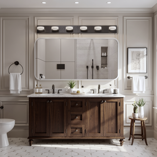 Sunvega Dimmable 5-Light LED Vanity Fixture with 360° Rotatable Design for Bathroom
