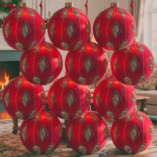 Sunvega Glass Glitter Painted Christmas Ball Ornaments Set of 12 for Holiday Decor